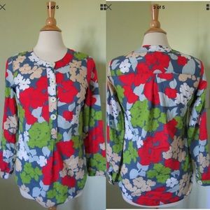 Boden Big button down Floral Cotton Tunic Top 4